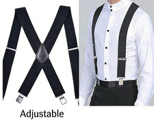 Adjustable Braces Suspender Black Crosspatch-1PC