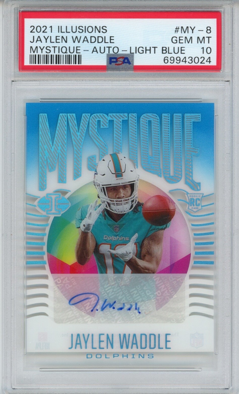 Jaylen Waddle Panini Illusions Mystique #MY8 Autograph-Light Blue