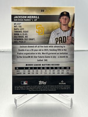 2024 Topps Stadium Club JACKSON MERRILL RC RED FOIL #50 | eBay