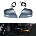 Gray Rearview Side Mirror Cover Cap For Tesla Model 3 2017-2023 With LED Light