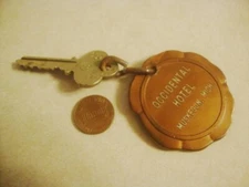 Vintage OCCIDENTAL HOTEL ROOM 344 Fob Brass Key Matching Rare Collectible!