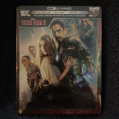 Iron Man 3 Steelbook 4K ULTRA HD + BLU-RAY+ Digital Limited Edition New Marvel
