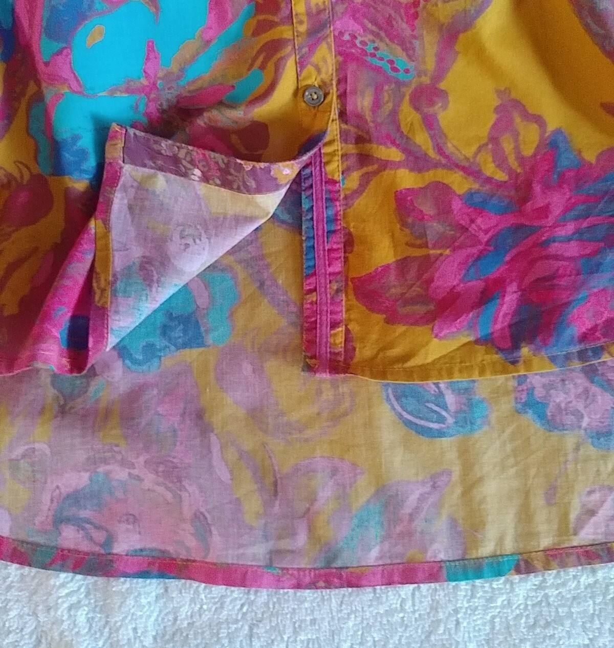 Sundance Multi Colored Button Down Ruffle Cotton … - image 10