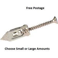 Cavity Hollow Wall Stud Anchors (5 of) Hammer In Screws & Plugs  - FREE UK P&P.