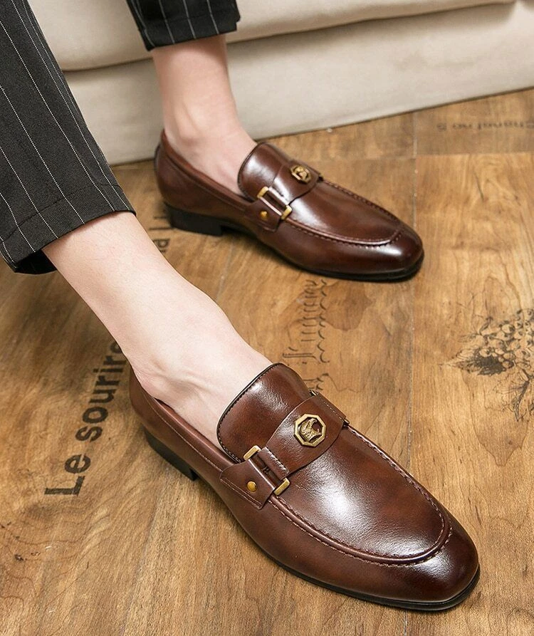Synthetic leather loafers outlet