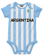 Completo bambino calcio Argentina blu bianco mameluco nuovo senza etichetta taglie dalla 3 alla 12 mesi