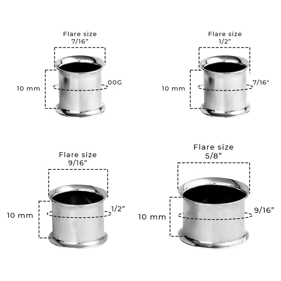 Par de plugues medidores de orelha de aço cirúrgico duplo alargamento túneis - Imagem 2 de 4