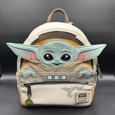 Loungefly Star Wars The Child (Baby Yoda) Mini Backpack in Cream, Green, Tan Loungefly Star Wars Baby Yoda Mini Backpack - Tan & Green | eBay main image 3