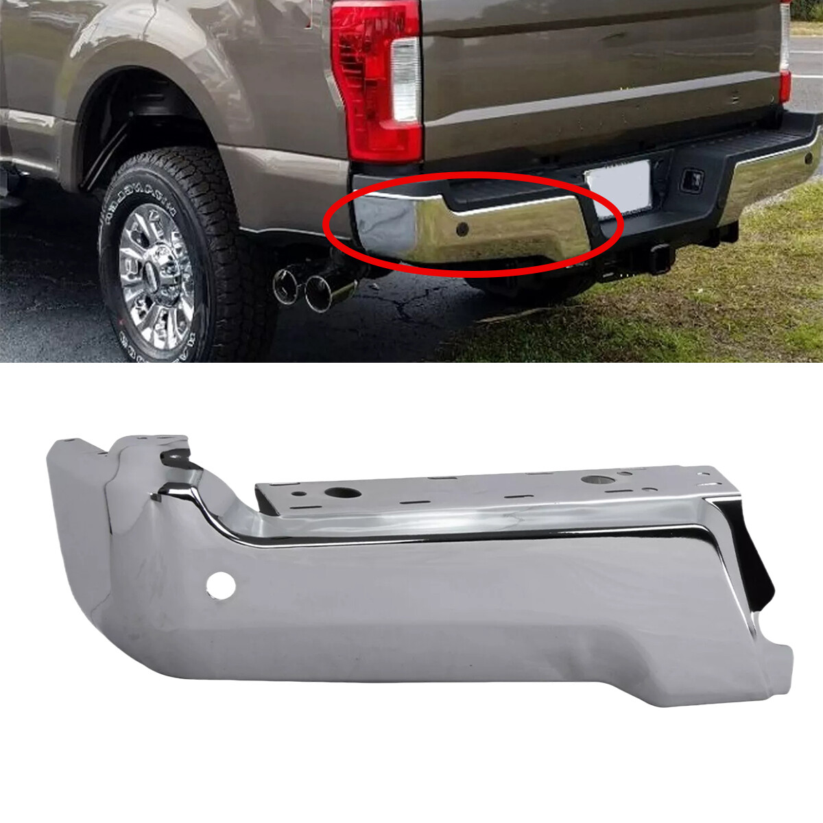 FOR 2017-2022 FORD F250 F350 W/ PARK CHROME REAR LH DRIVERS BUMPER FACE BAR NEW