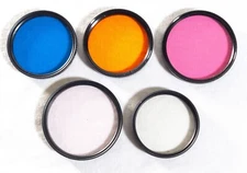 Kitstar Lens Filters Lot of 5 Colored 1A UV 46mm to 55mm B&W Photography