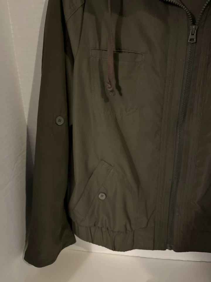 Chaqueta Sonoma Grande Mujer Verde Cordón Capucha Cintura Elástica Preppy Granny Chic Foto 2 de 4