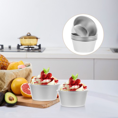 6PCS Round Non-stick Pudding Cups Heat Resistant Pudding Baking Cups (Silver) - Bild 11 von 12