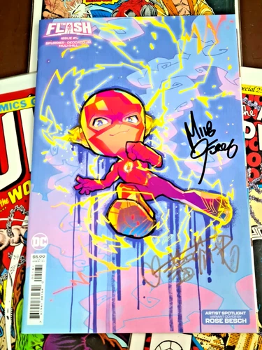 The Flash 1 Signed by Rose Besch and Mike Deodato Jr With Coa