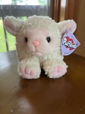 Puffkins Pricilla the Lamb 4" White Pink Bean Bag Plush Stuffed Animal With Tag