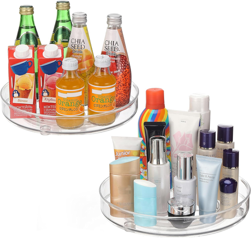 2-Pack Lazy Susan Cabinet Organizer, Plastic Rotating round Lazy Susan Turntable