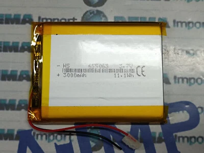 batterie a litio ricaricabili 3.7 v 3000mha PILA 655063 GPS ACUSTICA ARDUINO