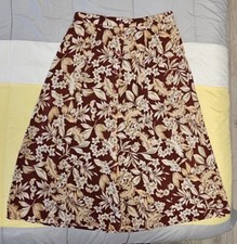 Vtg Sag Harbor Sz L Floral Front Button Down Maxi Skirt garnet gold