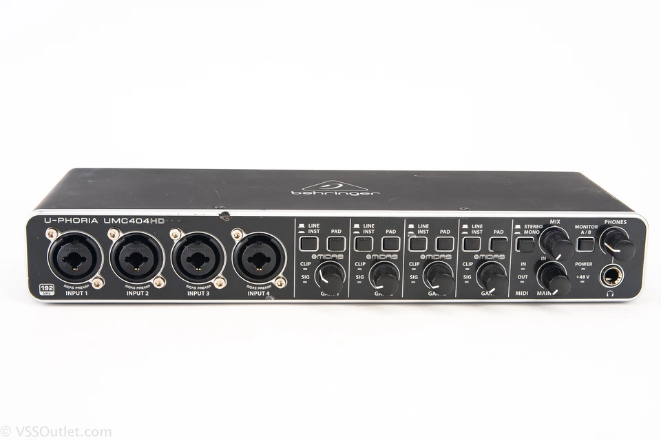 Behringer U-PHORIA UMC404HD USB 2.0 Audio/MIDI Interface with Power Cord V26 - Image 4 of 4