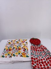 3 Celebrate Spring Together Kitchen Towels Strawberries Floral Hanging Cotton