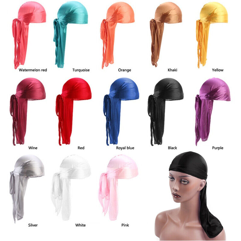 Premium Silky Durag Satin Wave Cap Men's Doo Rag Hat Bonnet Head Wrap US  SELLER