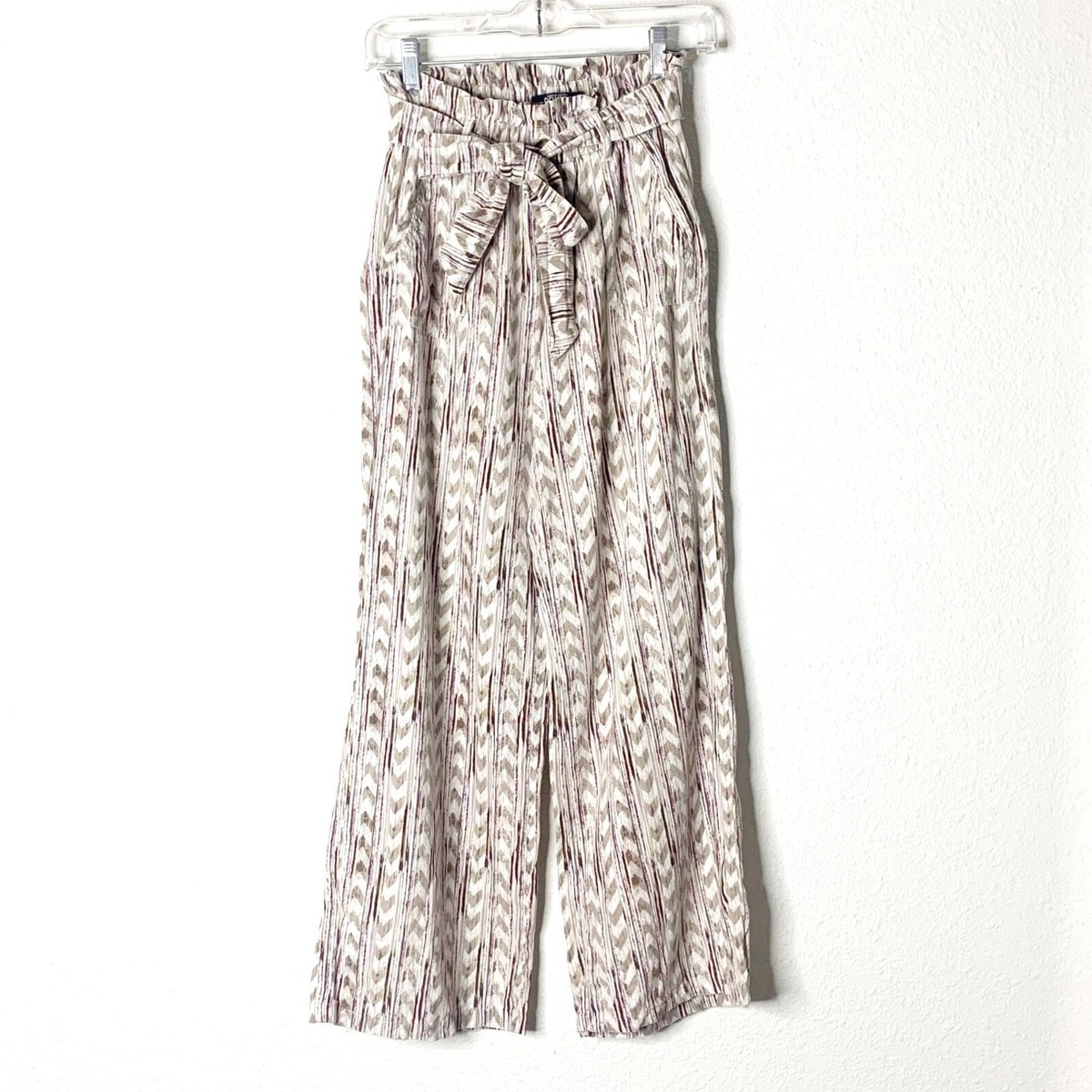 American Original Rewash Linen Blend Wide Leg Belted Pants Women's