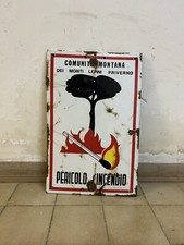 Targa Tabella Insegna Smaltata Pericolo D’incendio Vintage