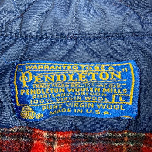 Pendleton Vtg Shirt Men Large Wool Red Blue Tartan Plaid Fireside Shacket USA - Picture 4 of 17