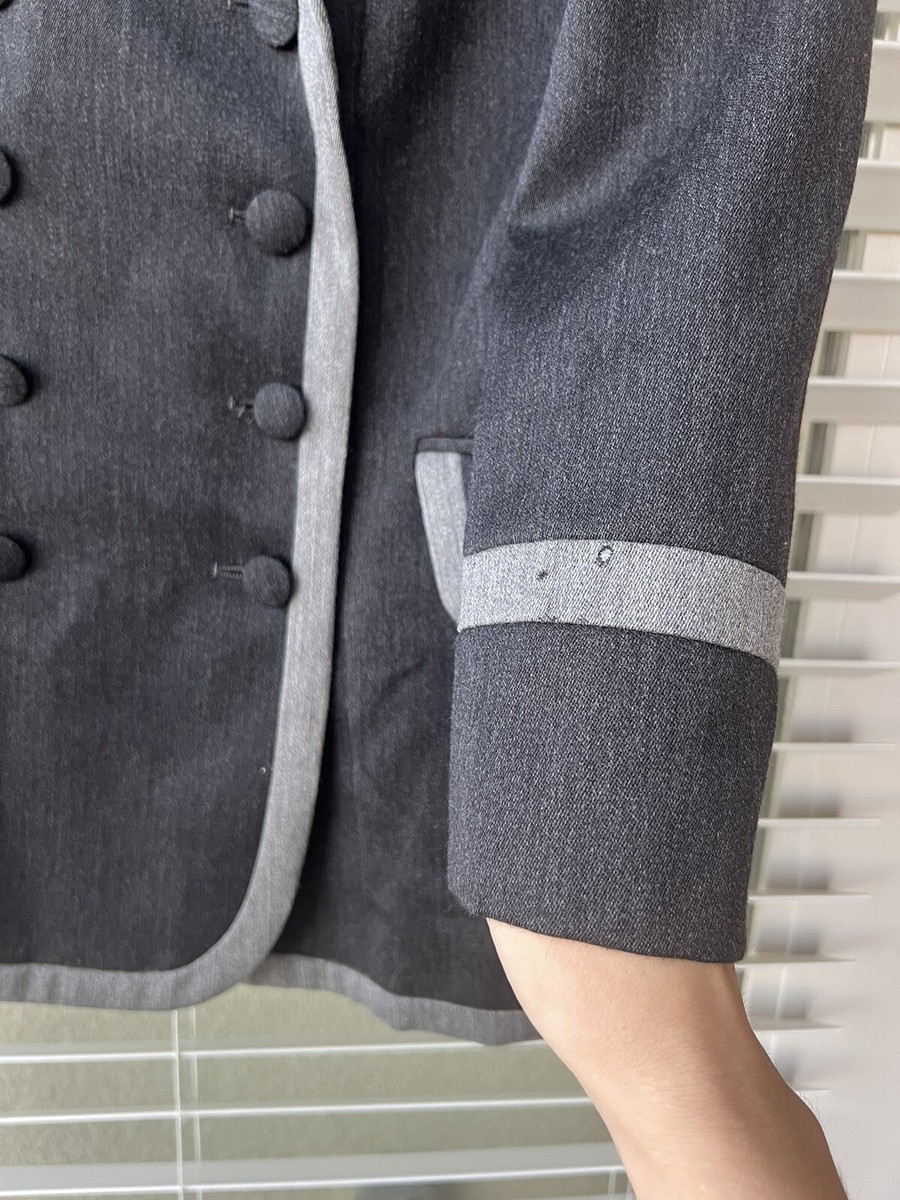 Blazer Double Boutonnage Moschino Cheap Chic En Laine - Gris Militaire Vintage, Taille 10