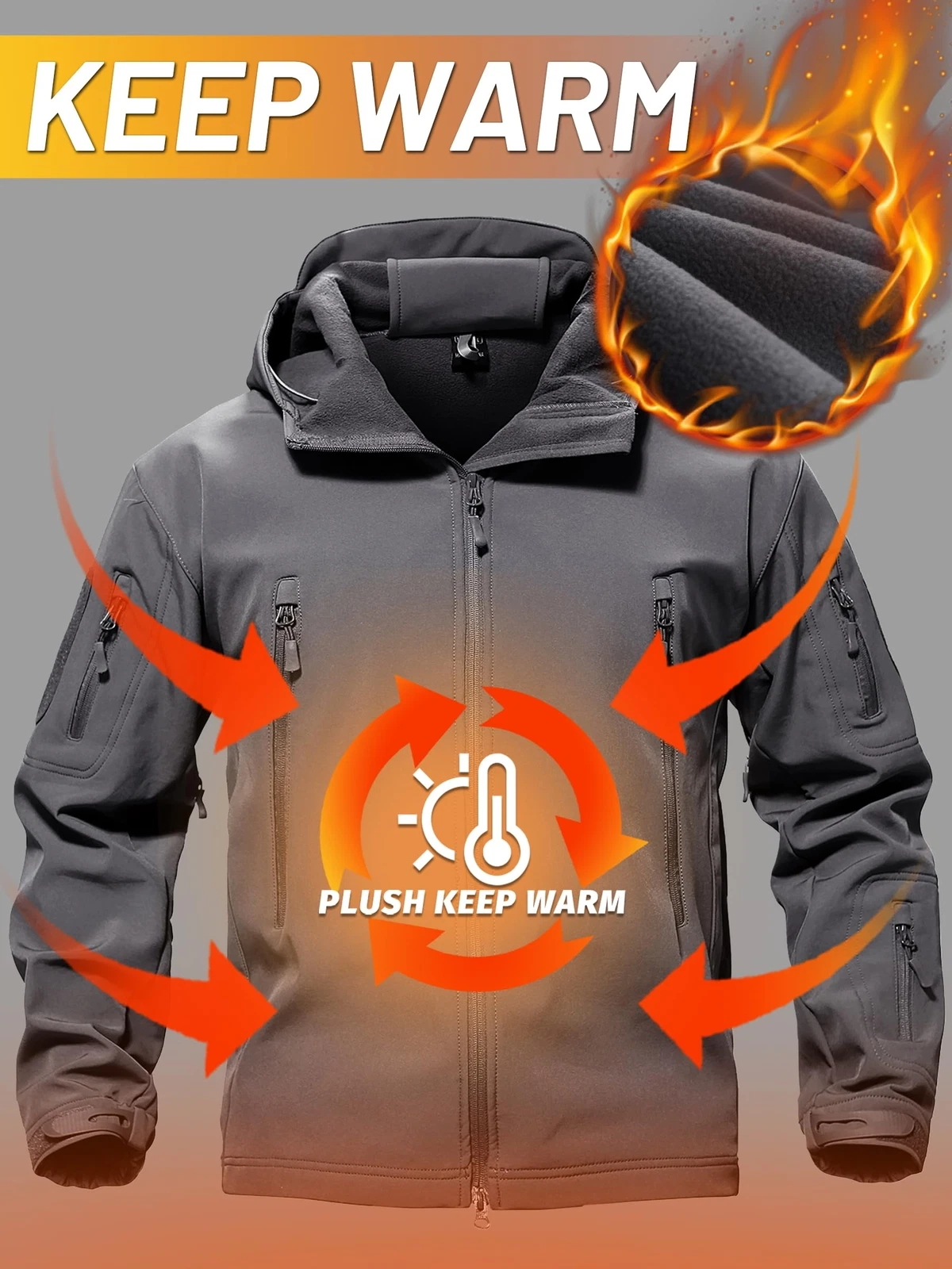 TACVASEN Waterproof Tactical Soft Shell Men Jacket Coat Army Windbreaker Outdoor - product detail image 7