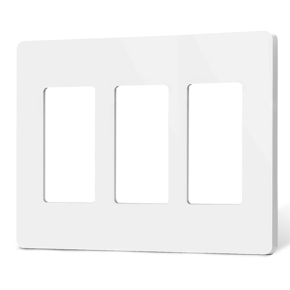 2Pcs Standard Size Wall Plates White Outlet Covers Screwless Decorator