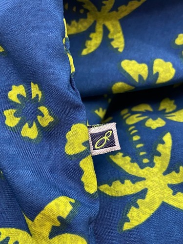 OP Ocean Pacific Mens Hawaiian Shirt Blue Lime Green Palm Trees Hula Girls 2X - Picture 4 of 7