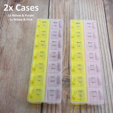 2x PCS 7 Daily Weekly Vitamin Pill Organizer Twice Day Storage Box Case 2 Colors