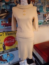 True Vtg Mid-century 1950s 1960s Glasgo Wool Mohair Skirt Suit Mod UNION LABEL