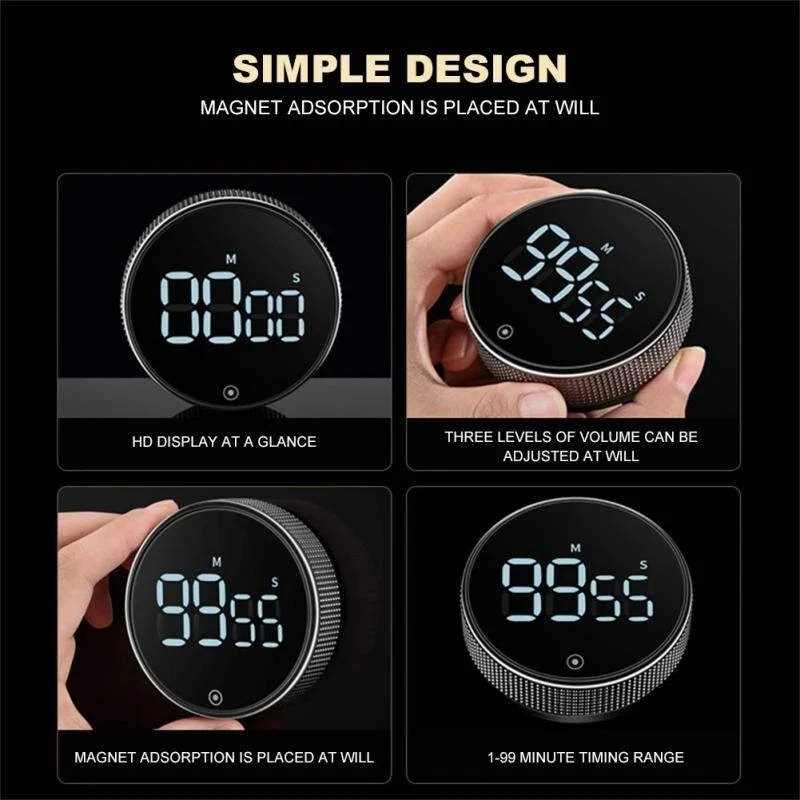 Magnetic LED Digital Kitchen Timer Countdown Alarm Cooking Shower Study Clock AU - image 4 of 4