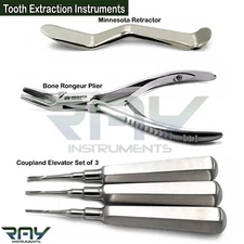 Basic Tooth Extraction Kit Coupland Dental Extracting Elevators Rongeur Pliers