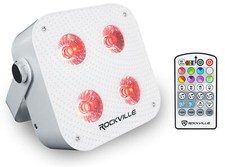 Rockville MINI RF4 V2 White Bright DJ/Party LED Par Wash Up Light RF Remote APP