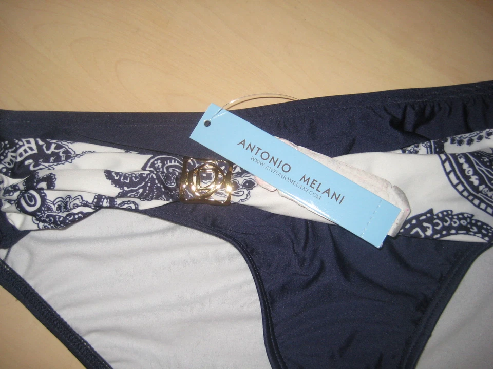 Nuevo traje de baño pequeño con parte inferior de bikini azul marino Antonio Melani para mujer Foto 3 de 3