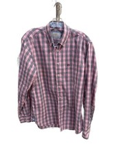 Bugatti Pink and Blue Plaid Button Down Shirt Size Medium