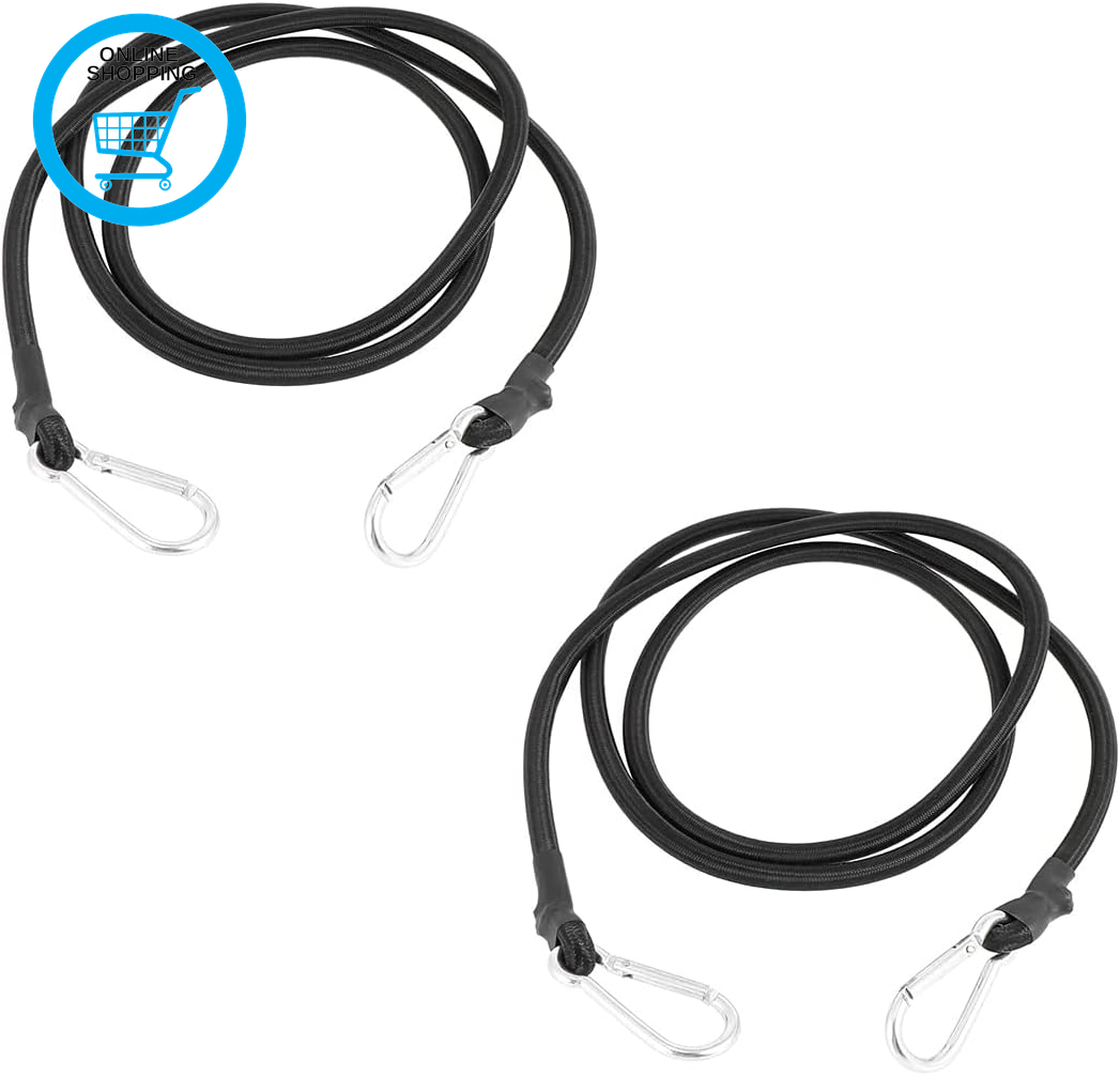 2Pcs Bungee Cords with Hooks 90Cm Bungee Cords with Carabiner Clips Heavy Duty O
