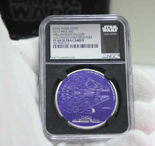 2017 Star Wars NGC PF 69 UC NIUE 1oz Silver "MILLENNIUM FALCON" -Colorized-