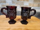 2-Avon Cape Cod Ruby Red Glass Footed Pedestal Coffee Mugs, 5"Hx3"D. — photo 2