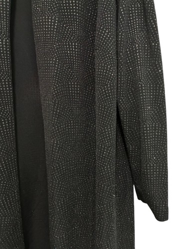 Chaqueta Plumero Alex Evenings Talla 20W Negra Brillante Frente Abierto Forrada De Colección - Imagen 13 de 15