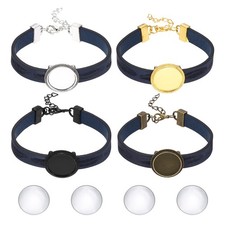 Bracelet Blanks for Jewelry Making 4pcs 18mm Blue