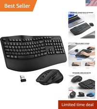 2.4GHz Wave Ergonomic Keyboard  Mouse Combo - Adjustable DPI, USB Connectivity