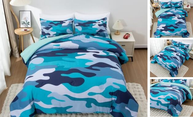 Camouflage Bedding Set, Colorful Pattern Style Comforter Set, 3 PCS One