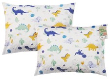 ZPECC Toddler Pillow with Pillowcase - Organic 4 Piece Set 13"x18", Dinosaur