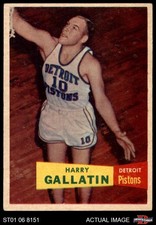 1957 Topps #62 Harry Gallatin Pistons DOUBLE-PRINT RC Truman St 4 - VG/EX