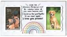 Dog Memorial Double Picture Frames 4x6 Inches - Pets Passing Away S... Fast Ship