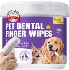 No-Rinse Dog Dental Care Wipes, Cat  Dog tooth brushing kit, Dog Wipes for Pet