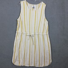 Old Navy Womens Shirt Dress Linen Blend White Yellow Stripe Sleeveless Plus 2X